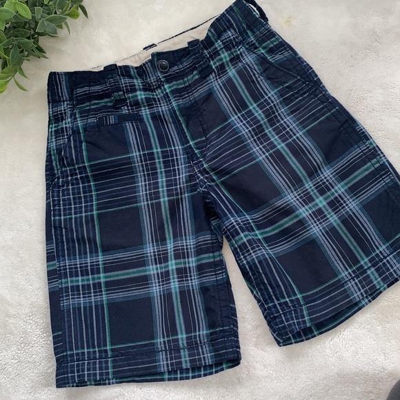 GAP Navy Blue & Green Plaid Shorts Boys 7 EUC Adjustable Waist - Picture 9 of 9